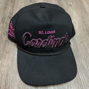 47 brand St. Louis Cardinals MLB baseball black pink script snapback hat cap